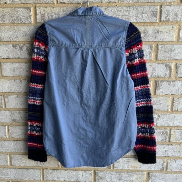 Free People Knit Long Sleeve Blue Chambray Shirt Women's Size XS. - Picture 2 of 7